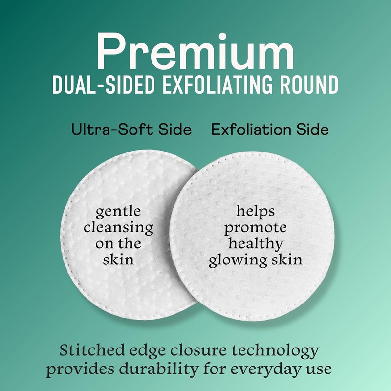 Swisspers Premium Exfoliating Cotton Rounds - 100% Pure Cotton, Dual-Sided Pads for Gentle Cleansing | 80 Count (Pack of 3)