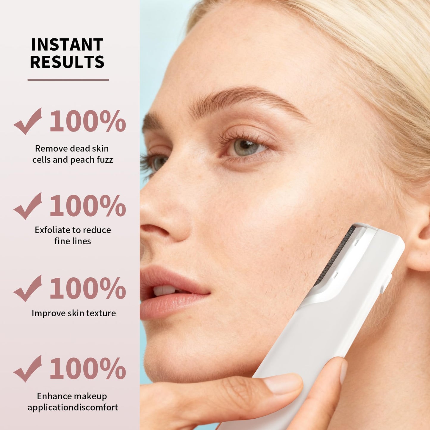 Aviowish Sonic Dermaplaning Tool For Face - Painless Facial Hair Removal For Women,Anti-Nick Exfoliator For Sensitive Skin,Blades With A Protective Microblade System(Beginner Friendly)10refill Blades