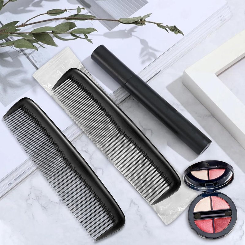 Hair Combs Bulk - 200 Individually Wrapped Pocket Styling Combs | Travel-Friendly Black 5-Inch Beard & Hair Combs for Women & Men
