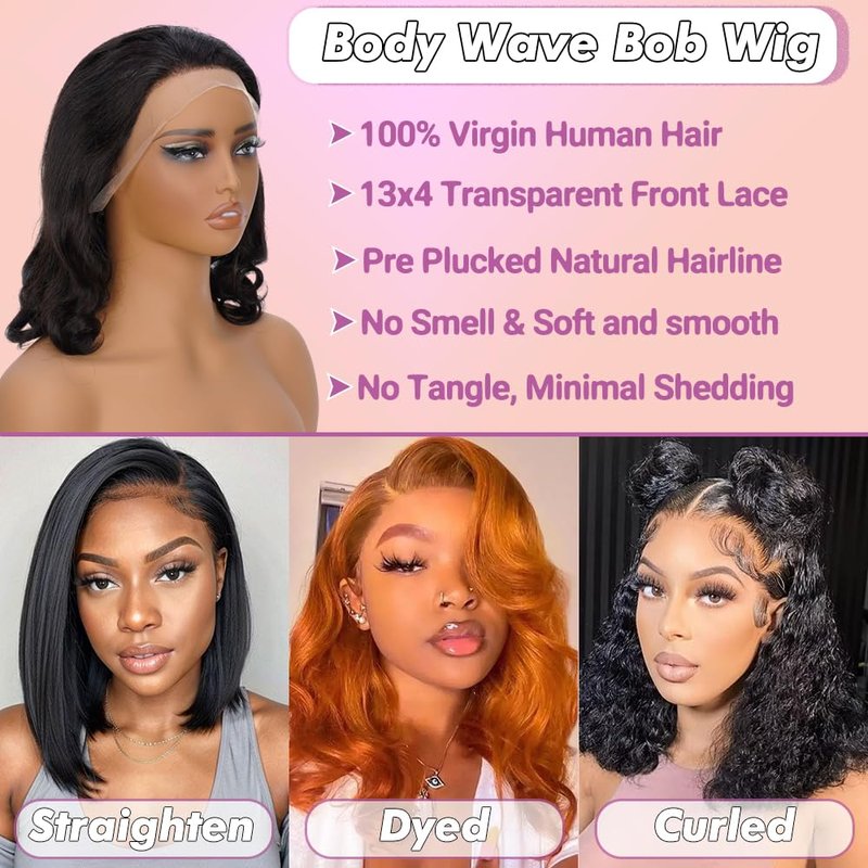 Human Hair Lace Front Wig - 13x4 Body Wave HD Transparent Lace | 180% Density, Pre-Plucked, 12 Inch Natural Color