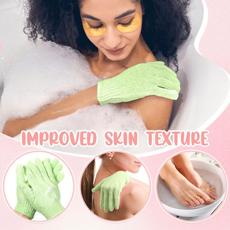 Didaey 104 Pcs Exfoliating Glove Bulk Shower Gloves with Hanging Loop Exfoliating Body Scrubber Dead Skin Remover for Body Bath Beauty Spa Massage Scrubs Men Women Bathing (Green)