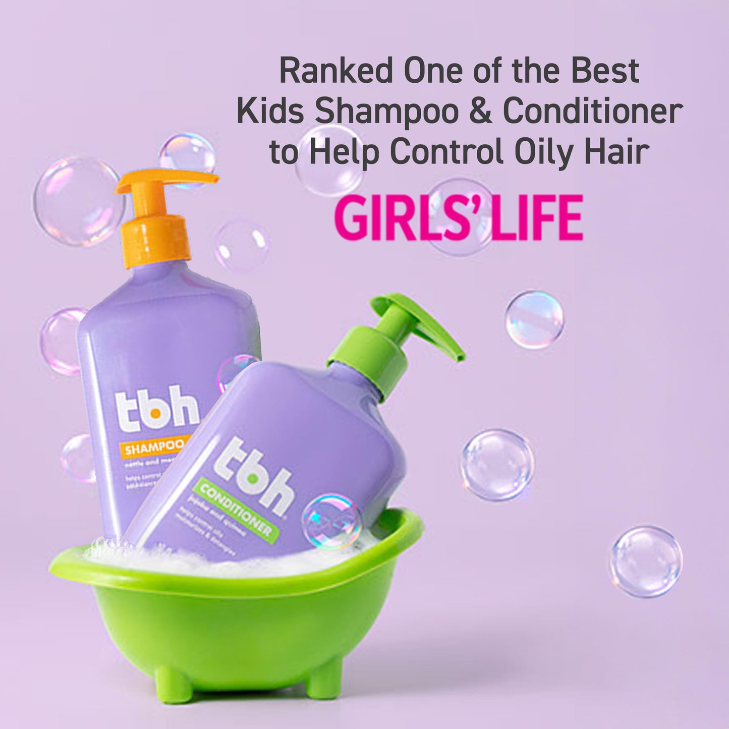 TBH Teen & Kids Shampoo - Lightweight and Detangling Hydrating Hair Shampoo for Dry, Oily, Fine, Curly, and All Hair Types - Tween and Kids Shampoo - Sulfate, Paraben Free - 12 oz (2 Pack)