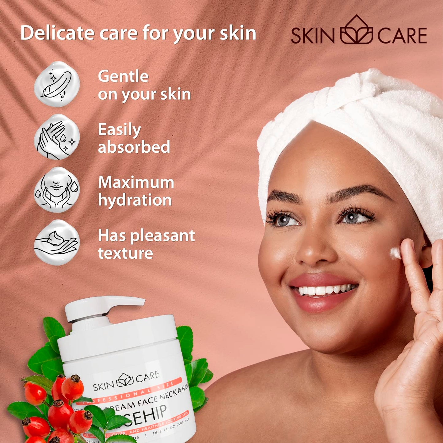 Rosehip Oil 3-in-1 Moisturizer | Face Cream for Crepey Skin, Wrinkles & Sagging - 16.9 fl. oz.