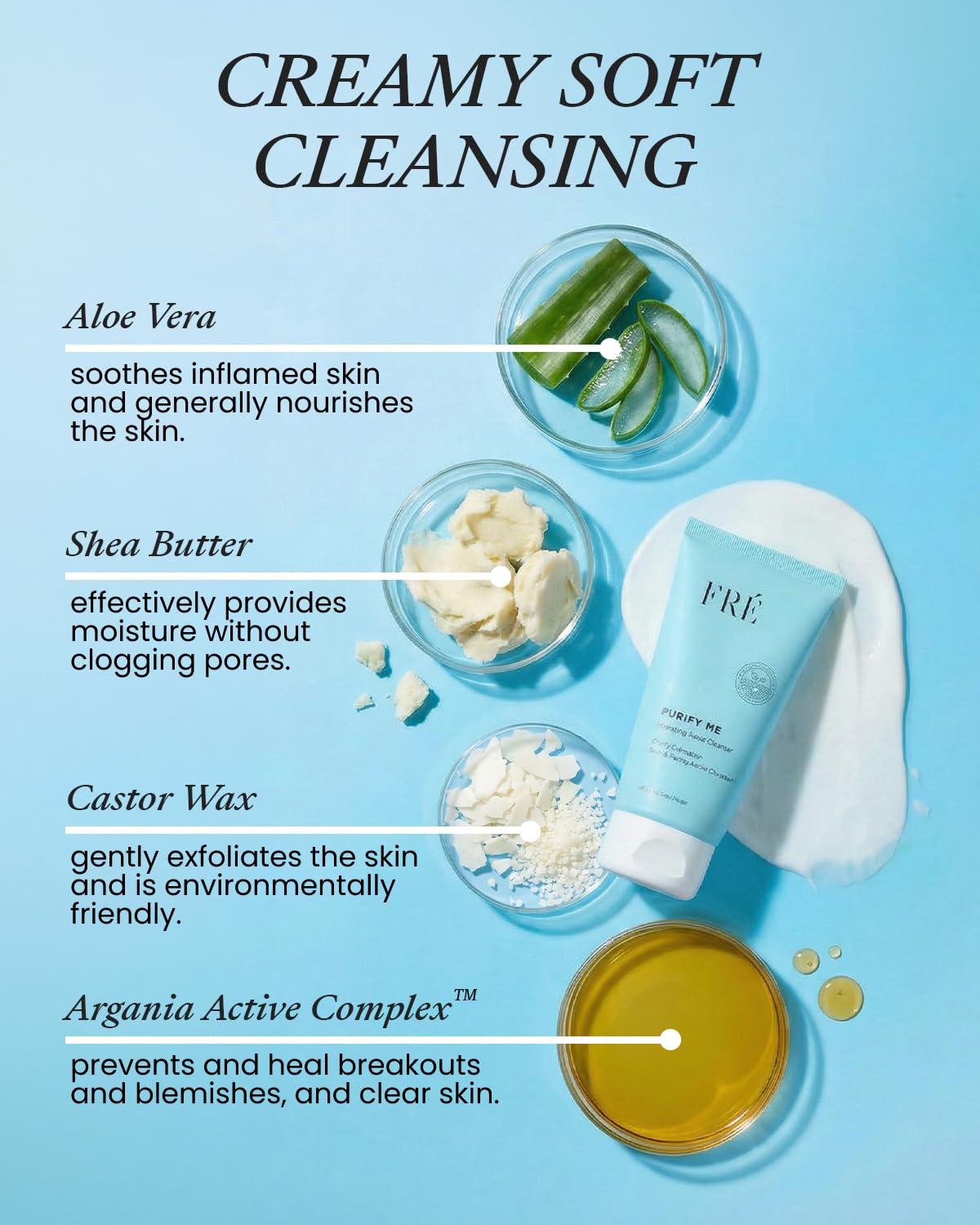FRÉ Hydrating Facial Cleanser | Creamy Cleanser, Face Wash For Dry Skin & Moisturizing Face Wash | 5.07 fl. oz.