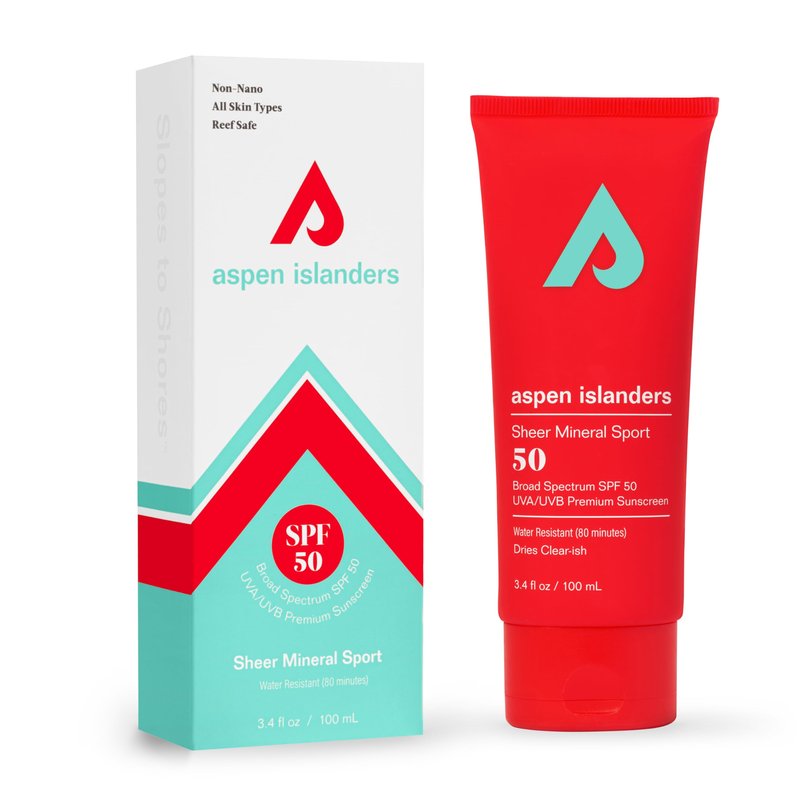 aspen islanders Hawaii Reef Compliant, SPF 50, No White Cast Mineral Sport Sunscreen Lotion | Face & Body | Anti-Aging | Non-Toxic | Water-Resistant | 3.4 fl oz
