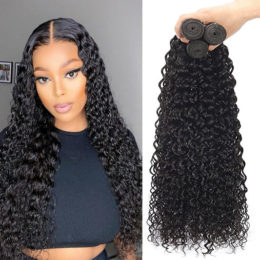 Beautymoon Water Wave Bundles 18 20 22 Inch Wet and Wavy Human Hair Weave Bundles 10A Brazilian Virgin Water Wave Hair 3 Bundles Human Hair Extension for Women Natural Color