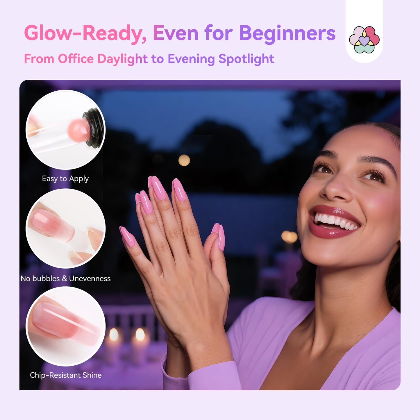 SAVILAND Hema-Free Poly Extension Gel Nail Kit: 15 Colors Poly Gel kit for 4 Weeks Lasting, Natural-Looking Poly Gel Clear White Pink Nude with Slip Solution U V Lamp Suitable for All Seasons Art DIY