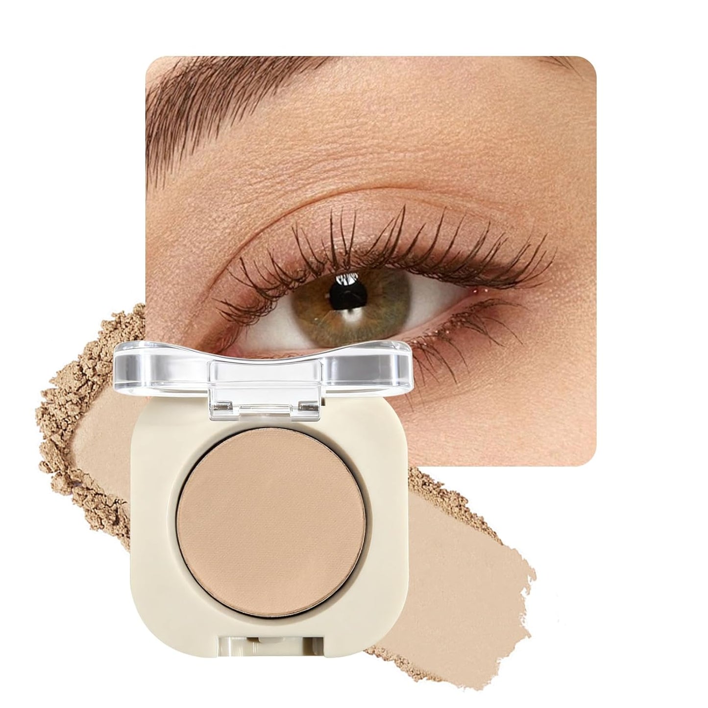 Nude Whisper Single Eyeshadow for Mature Skin - Soft Matte Beige, Ultra-Pigmented & Blendable Cream for Everyday Makeup