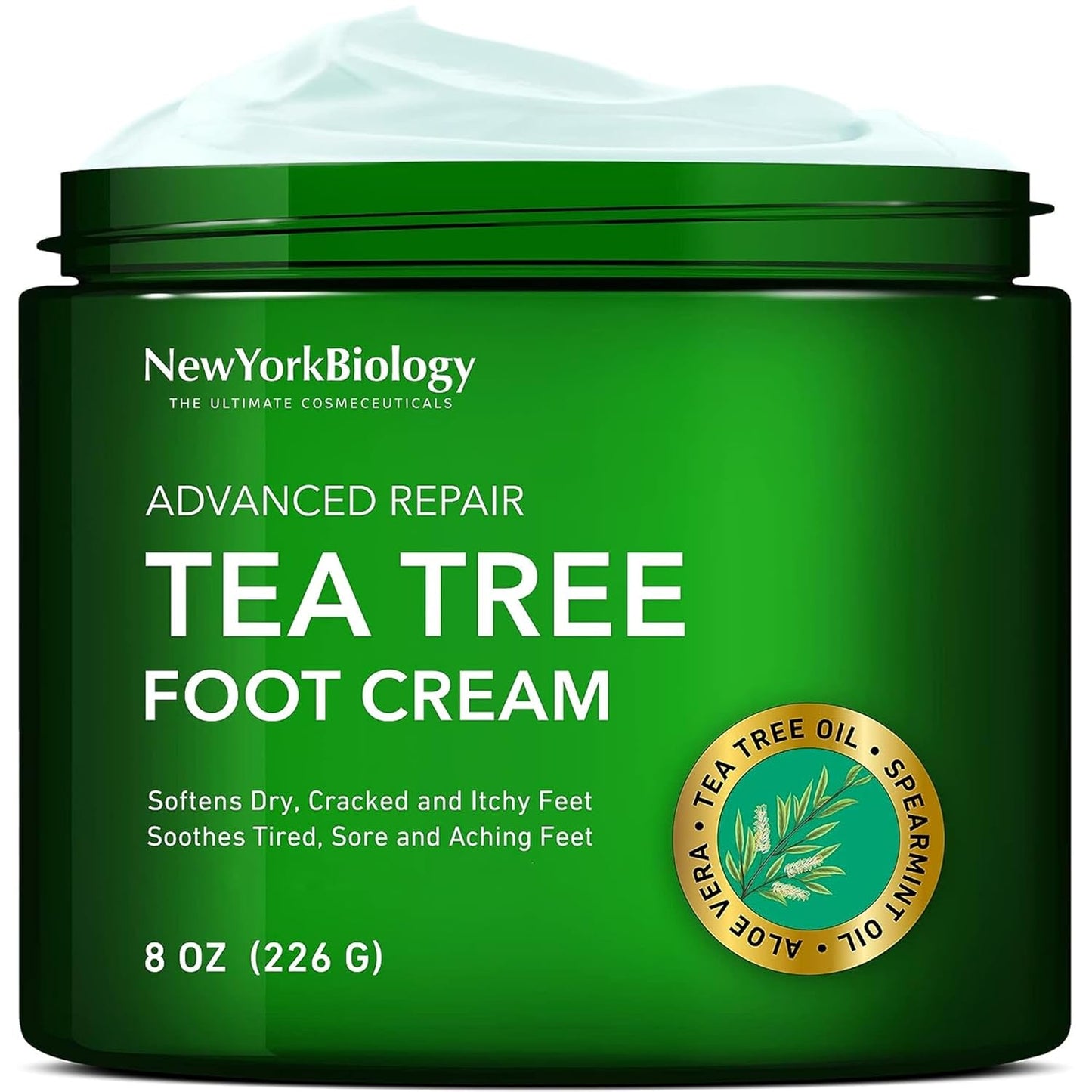 Tea Tree Oil Foot Cream - 8 Oz | Moisturizing Relief for Dry, Cracked Feet & Itchy Skin