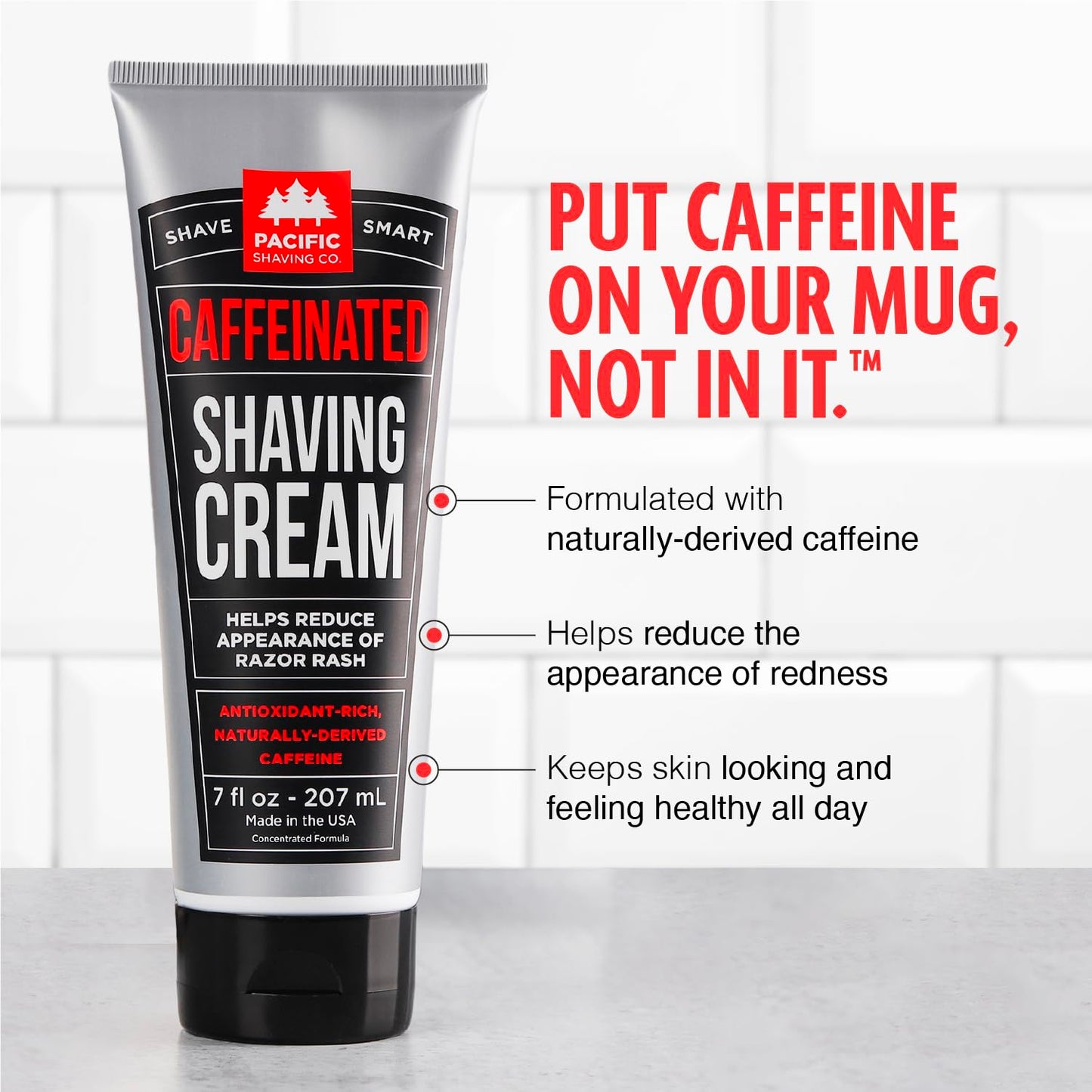 Pacific Shaving Company Men's Caffeinated Shaving Cream, 7 Oz (2 Pack)