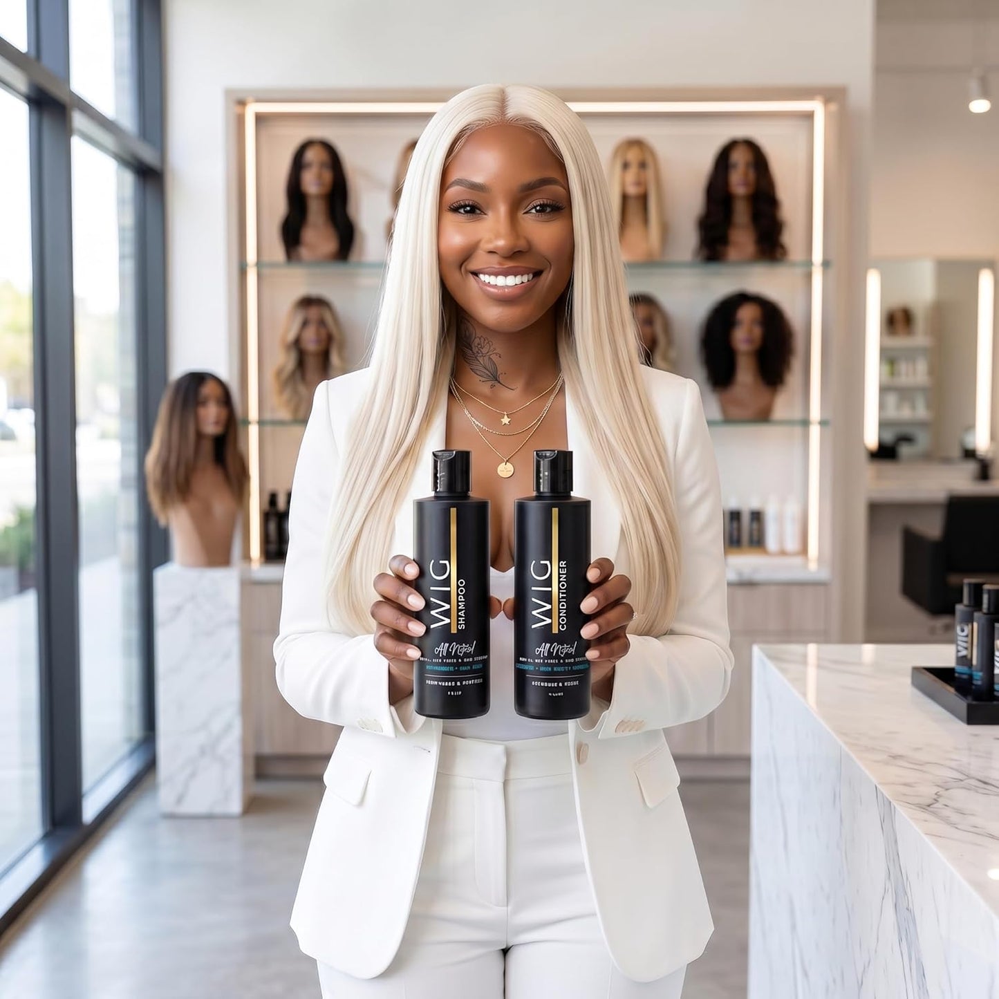 Natural Anti-Static Wig Shampoo & Conditioner Set - Clean, Protect & Detangle | For Synthetic & Human Hair Wigs | Paraben Free