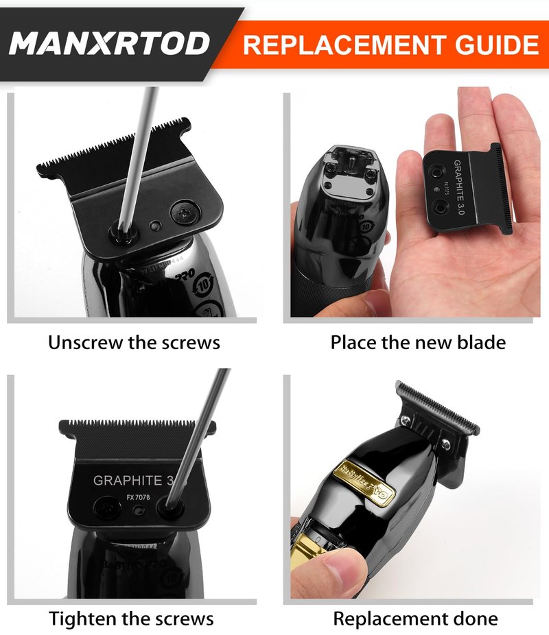 GRAPHITE 3.0 Replacement Blade for All BaBylissPRO FX787 & FX726 Trimmers, Ultra Precise FX707B Replacement Blades Compatible with BaByliss Trimmer Blades, Black