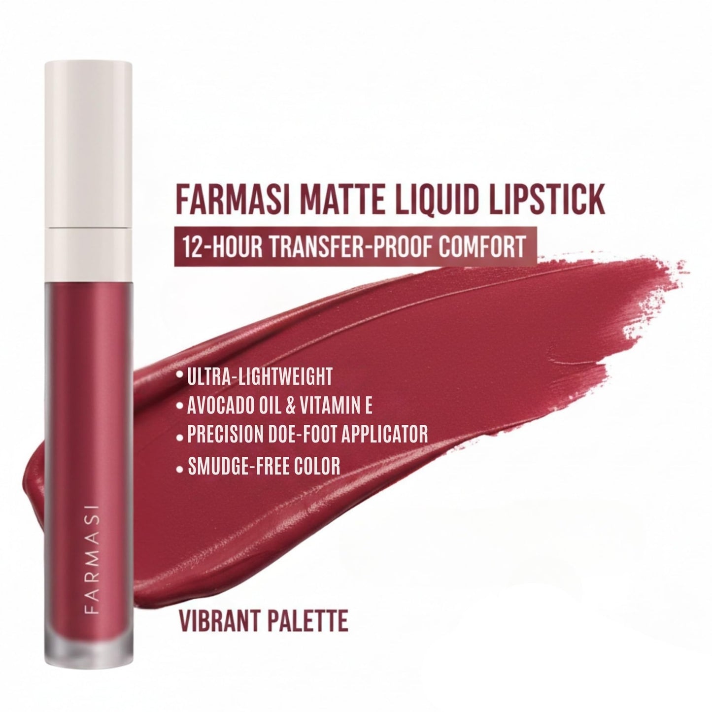 FARMASi Make Up Matte Liquid Lipstick, Long-Lasting and Ultra-comfortable, High-Impact, Lightweight, Organic, Pure Pigments (Super Star)
