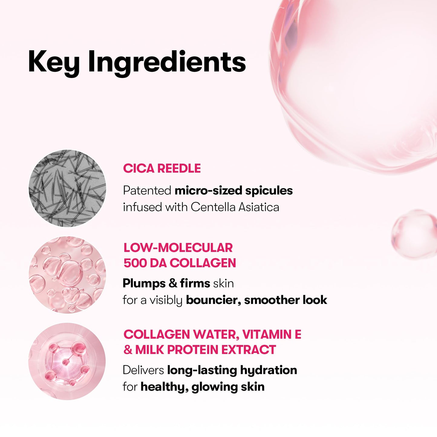 VT COSMETICS Collagen Reedle Shot 100 Serum, Pink Skin Booster for Plumping, Firming & Glowing Skin, 500Da Low Molecular Extract, Spicule Microneedle Treatment, K-Beauty Face Serum, 1.69 fl oz (50ml)