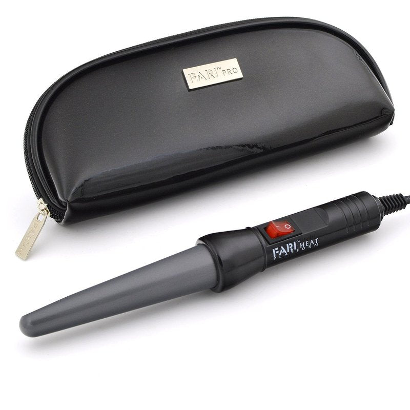 Travel Mini Hair Curling Iron Wand - Ceramic Tourmaline Coating, Dual Voltage | Fast Heating, Black