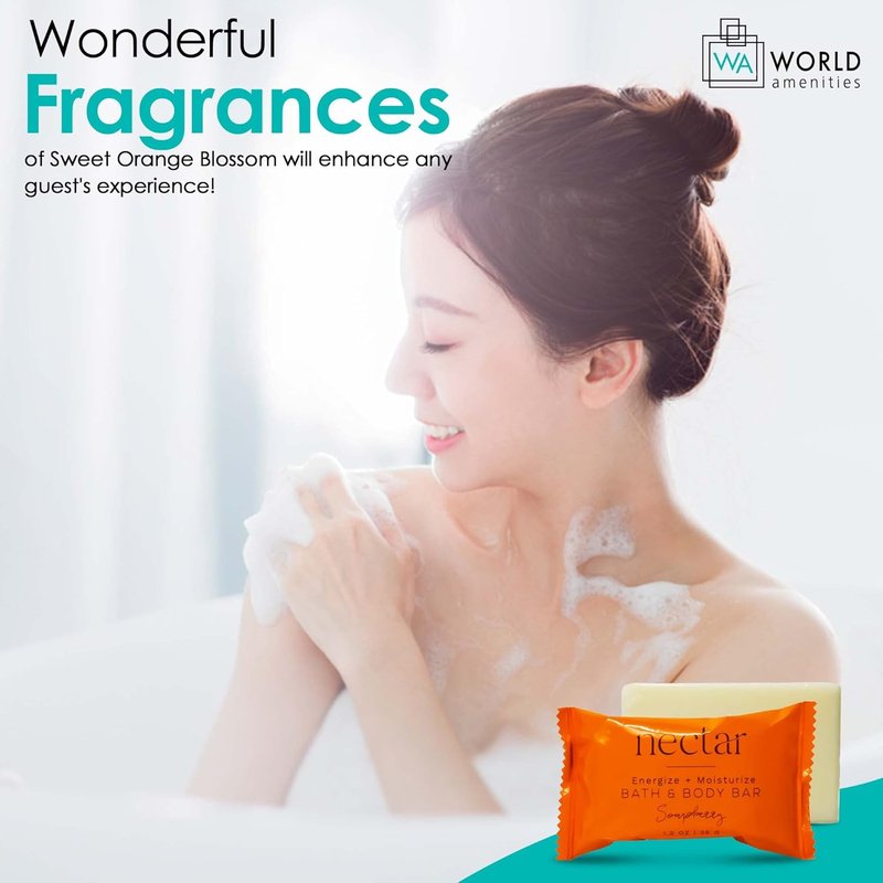 Nectar Bulk Bath & Body Bar - Sweet Orange Blossom | 50 Count, Mini Travel Size Toiletries - Eco-Friendly & Recyclable