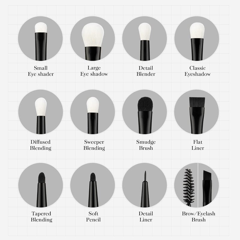 Jessup 10-Piece Black Makeup Brush Set | Eye Brushes Included, Premium Quality