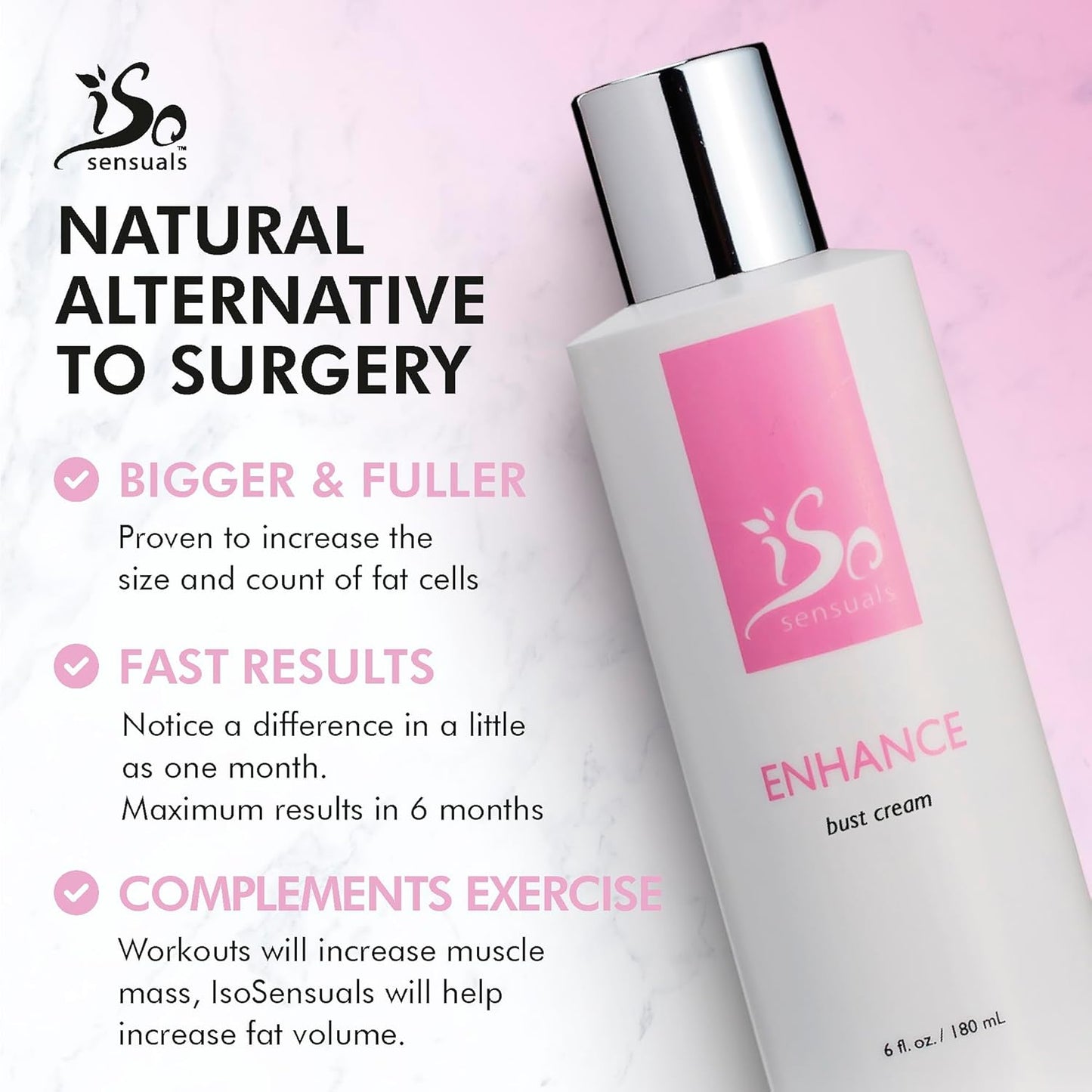 IsoSensuals ENHANCE - Breast Enlargement Cream for Quick Growth | Lifting & Firming - 2 Month Supply