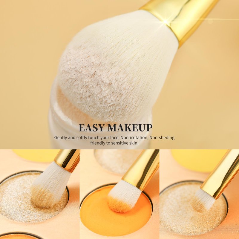 DUcare 15 Piece Professional Makeup Brush Set, Silver-Gold Radiance Synthetic Brushes for Full Face & Eye, Complete Cosmetic Kit with Reusable Storage Holder