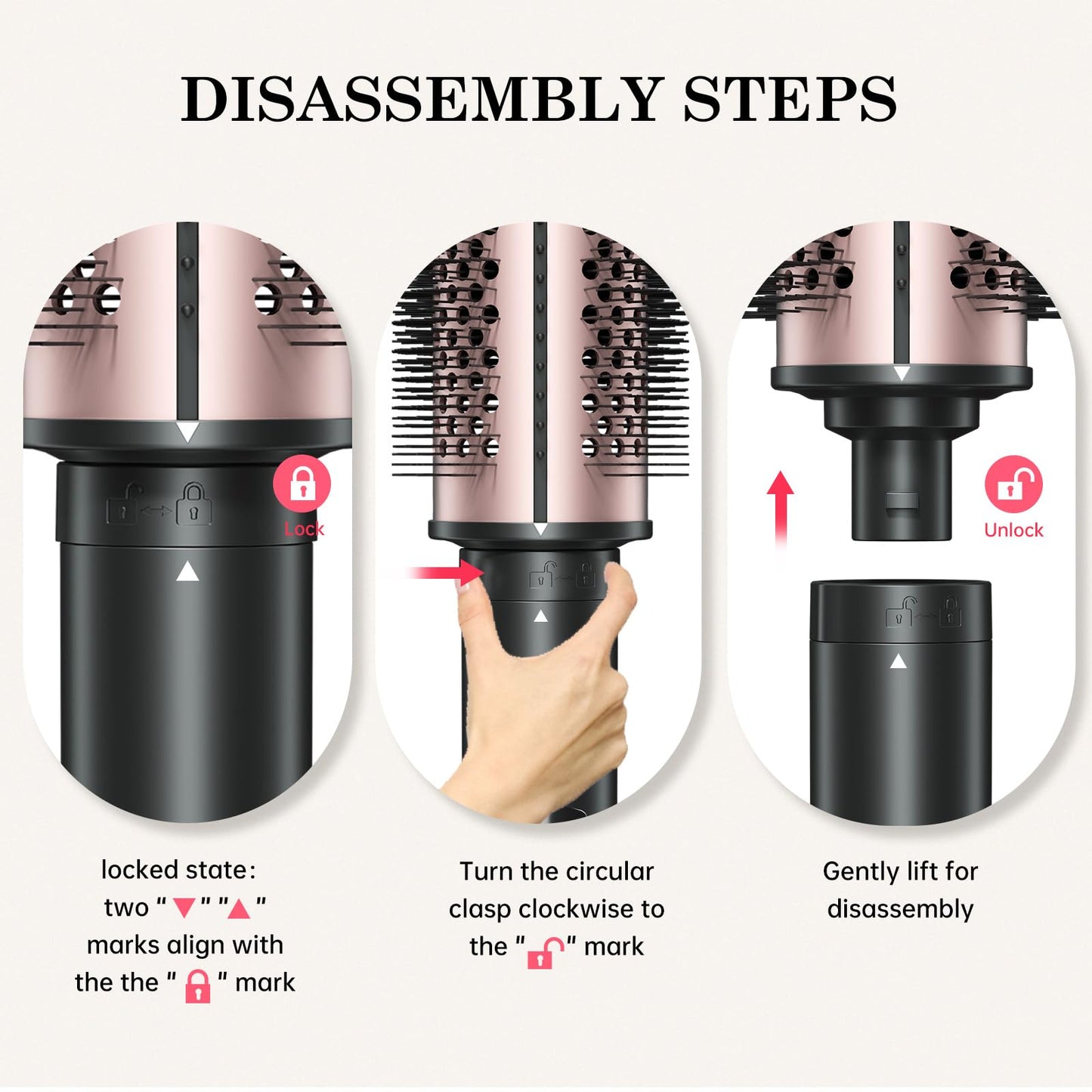 2in1 Negative Ion Thermal Brush -Heated Round Brush, Curling Iron 1 1/2 Inch& Curling Iron 1 3/4 Inch, 5 Temperature Settings,Dual Voltage