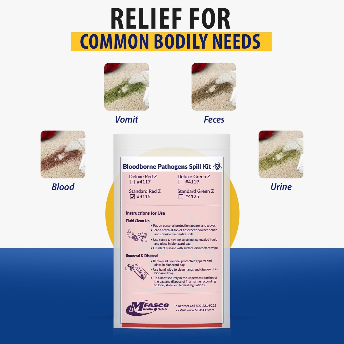 MFASCO Vomit & Bodily Fluid Clean Up Kit - Blood Spill Kits, Body Fluid Spill Kit - Comprehensive Cleanup Solution for Health Hazards and Ready First Aid Kit Spill Management