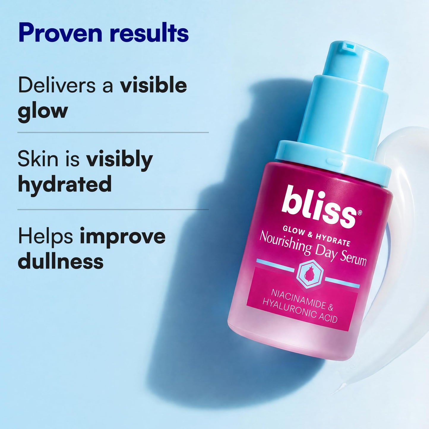 Bliss Glow & Hydrate Serum – Niacinamide + Hyaluronic Acid Face Serum with Vitamin E – Hydrating & Brightening Serum for Dull Skin, Pores & Uneven Tone – Lightweight Daily Skincare, 1 Fl Oz