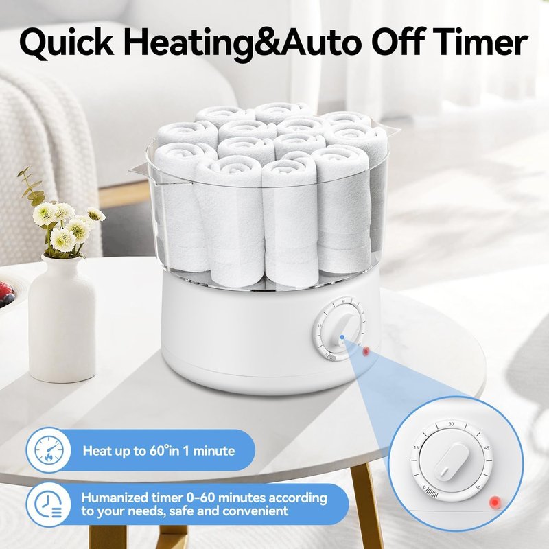 HYTOBP Mini Hot Towel Warmer for Spa, Quick Heating Towel Steamer for Facials, Portable Small Towel Heater for Bathroom,Spa and Salon.(White-XX-Small)