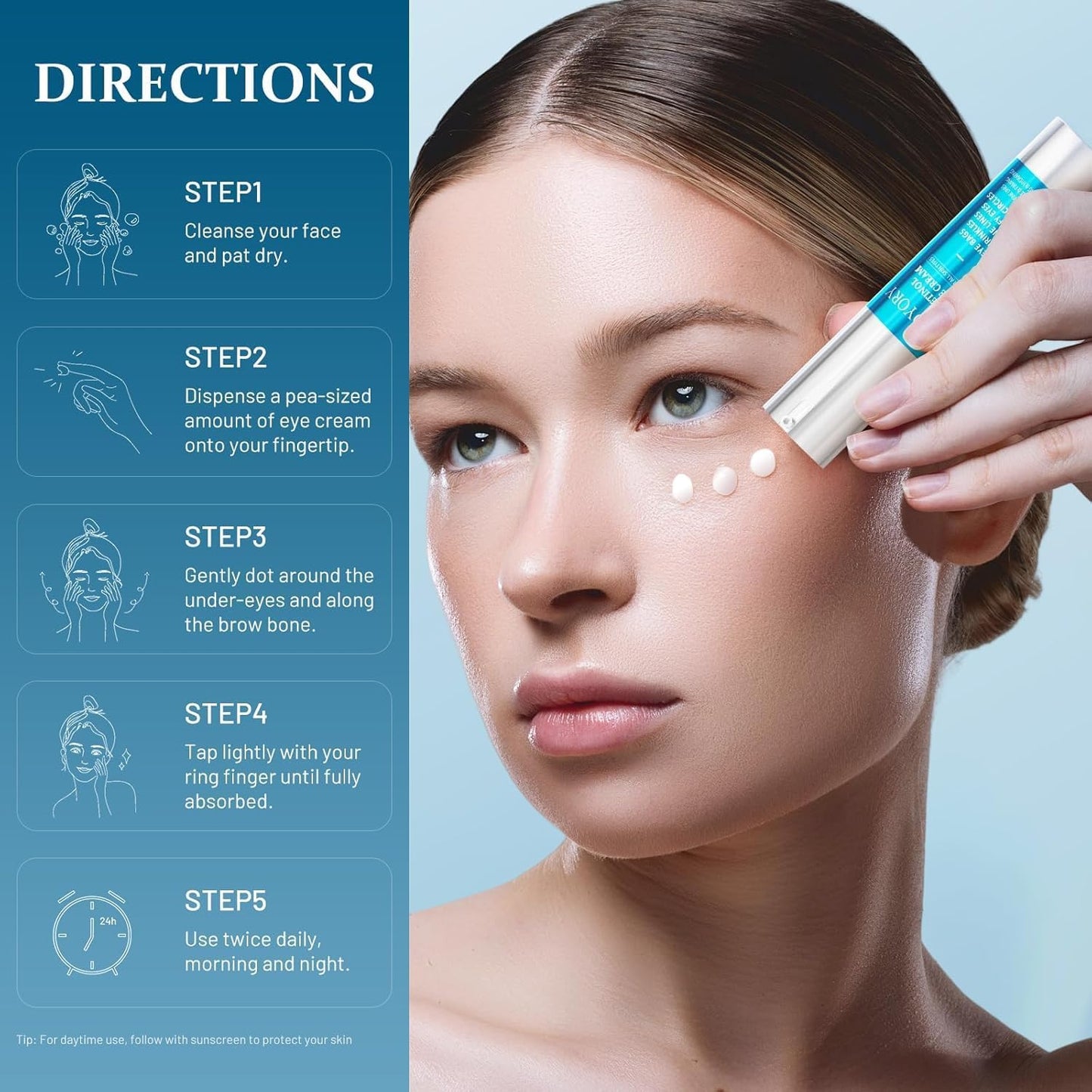YOYORY Under Eye Cream - Eye Cream Reduces Eye bags,Dark Circles, Fine Lines, and puffiness Smoothing Skin Care Treatment for Women and Men, 20ML(Blue)