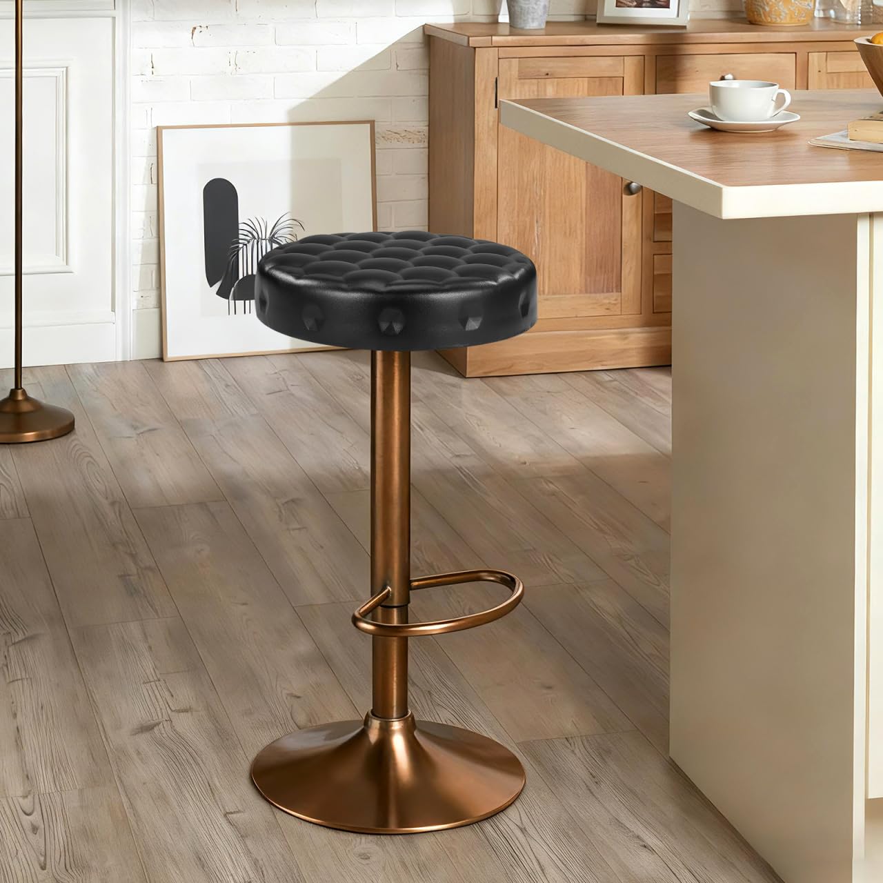 Baluue 12.79 Inch Round Soft Pu Padded Stool Seat Replacement for Bar Stool Swivel Chair Cushion Cover for Kitchen Home Salon Workshop