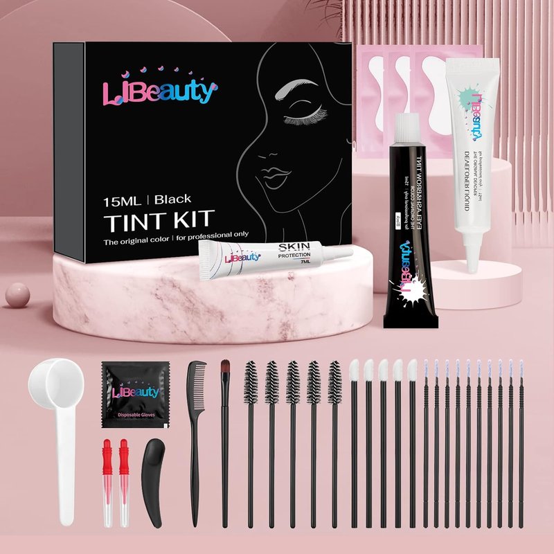 Libeauty Eyelash Color Kit - Black Volumizing Treatment for DIY Salon & Home Use | Natural Eyebrow Coloring