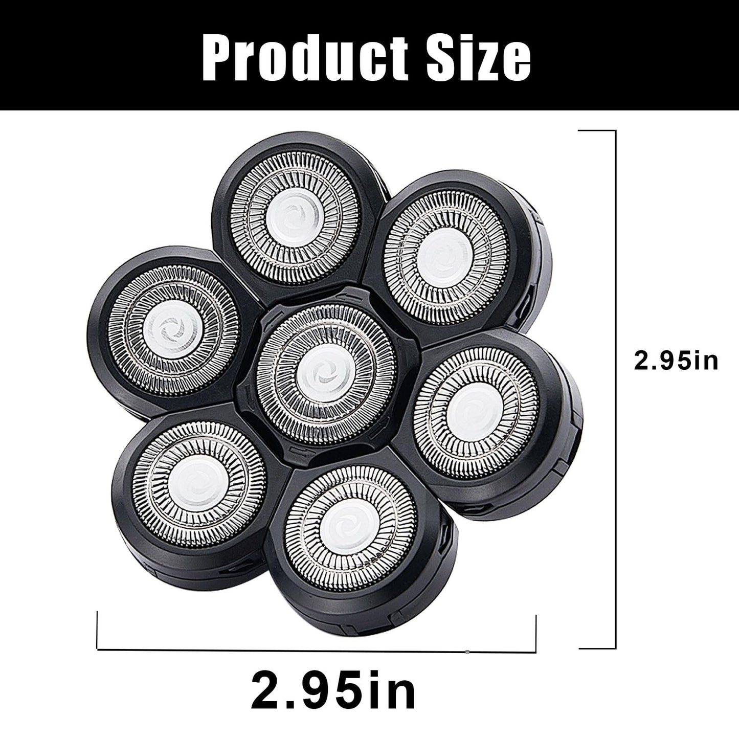 7 Blades Head Shaver Replacement Heads, Universal Fit for Electric Razors, Wet & Dry Use, 7D Floating Design, Stainless Steel Blade Heads, Ideal for Men's Face & Bald Head Shaving (3 Count)