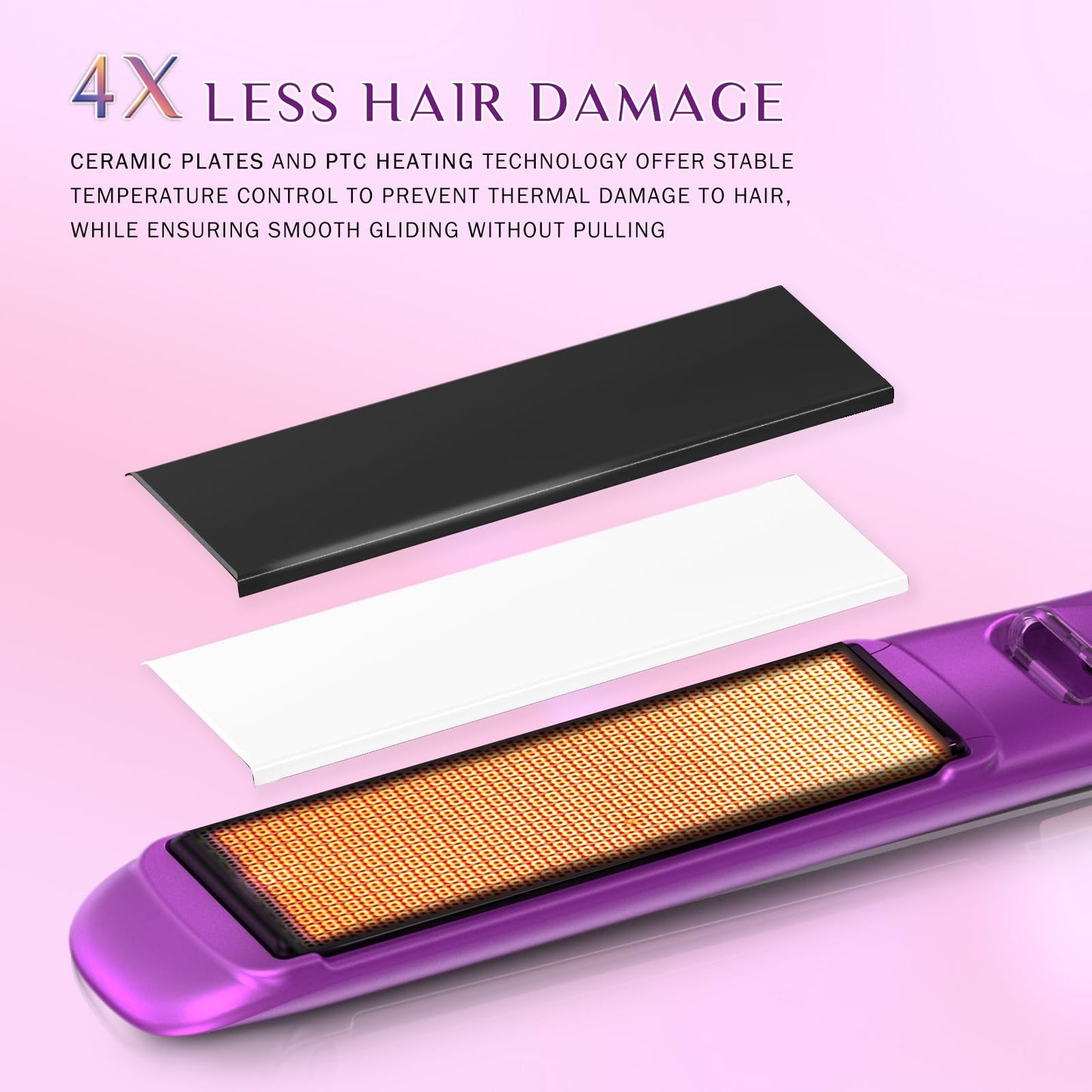 DORISILK 500 Degree High Temp Professional Hair Straightener，15s Fast Heating Ceramic Flat Iron ，2 in 1 Hair Straightener and Curler，Plasma Flat Iron Get Frizz-Free ，Dual Voltage for Travel Purlpe