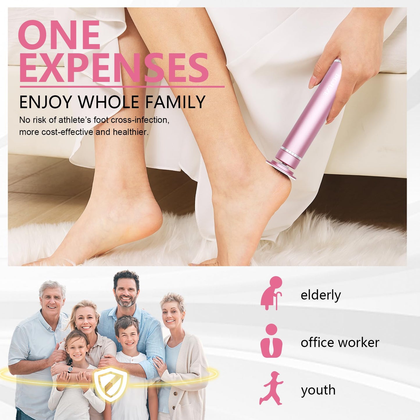 DGJUZE 2in1 Rechargeable Electric Callus Remover for Feet,2600mAh Battery Foot & Toenail Grinder for Dead Skin,Portable Cordless USB Foot File Kit with 60pcs Sandpaper Discs
