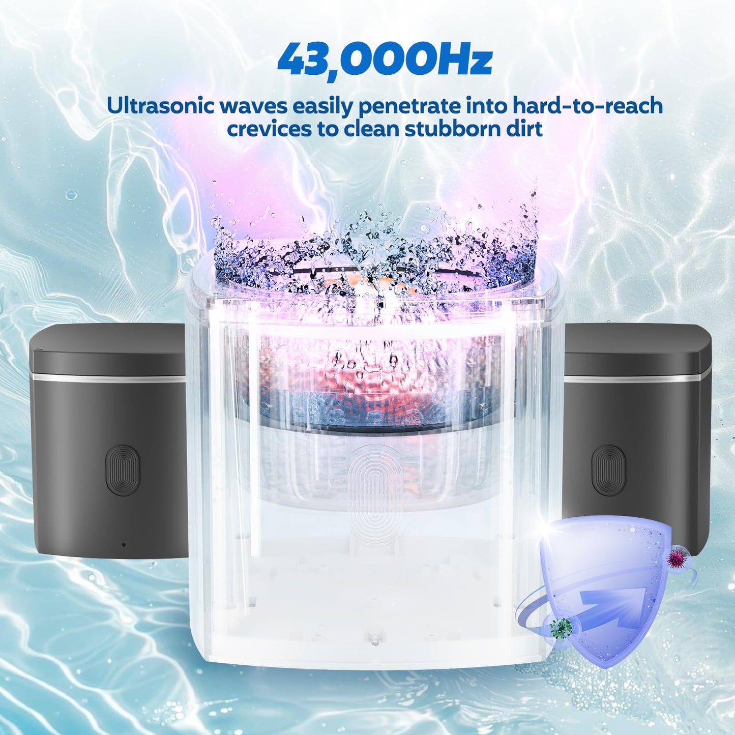 U-V Ultrasonic Dental Cleaner;UltraSonic Retainer Cleaner Machine for Denture,Aligner,Whitening tray,200ml Portable Mouth Guard Cleaner, Invisalign Cleaner Pod,Professional Sonic Jewelry Cleaner black