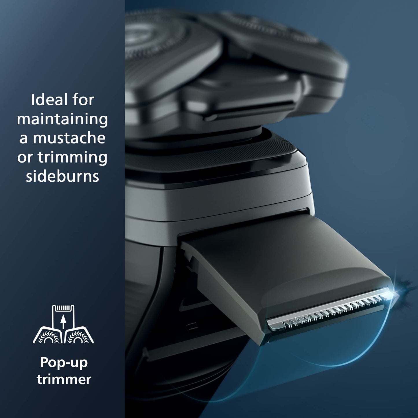Philips Norelco Shaver 7300, Rechargeable Wet & Dry Electric Shaver with SenseIQ Technology, Pop-up Trimmer, Charging Stand, Click-on Nose Trimmer, & Travel Case, S7887/92