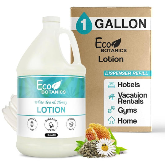 Terra Pure Eco Botanics Natural Lotion - Raw Honey & White Tea | Gallon Jug for Airbnb & Home Use