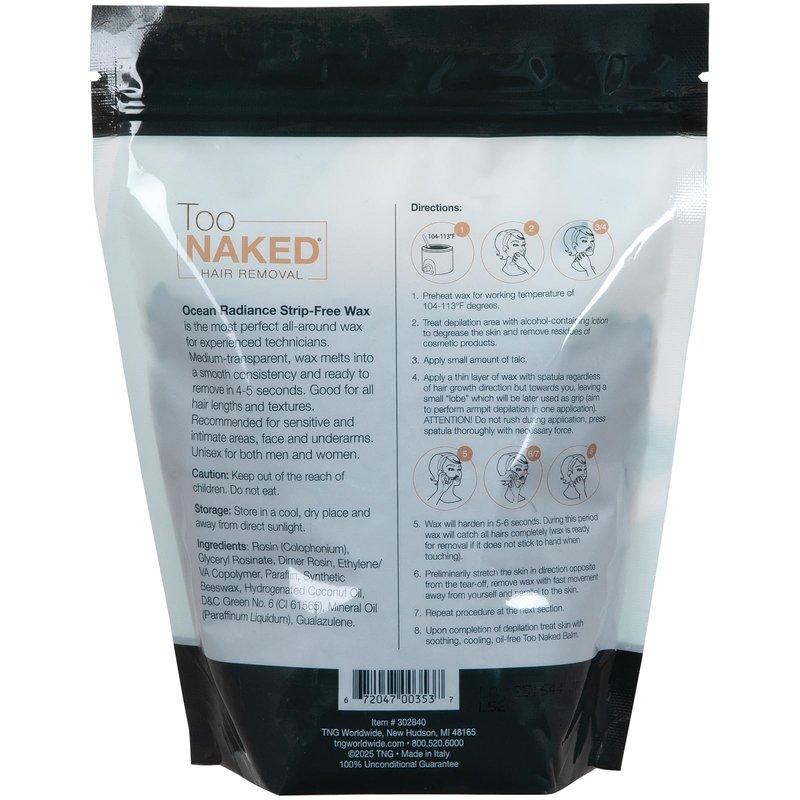 TOO NAKED HAIR REMOVAL Azulene Strip-Free Wax, Medium Transparency, Salon Wax, 28.8 oz