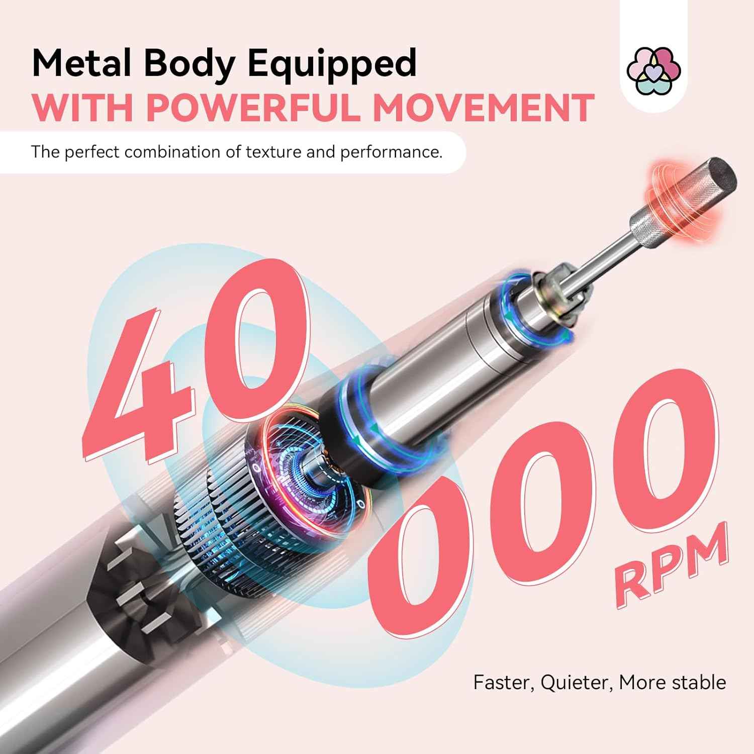 Professional Electric Nail Drill 40,000 RPM with 5 Dotting Tools & 13 Bits for Acrylic & Gel Nails