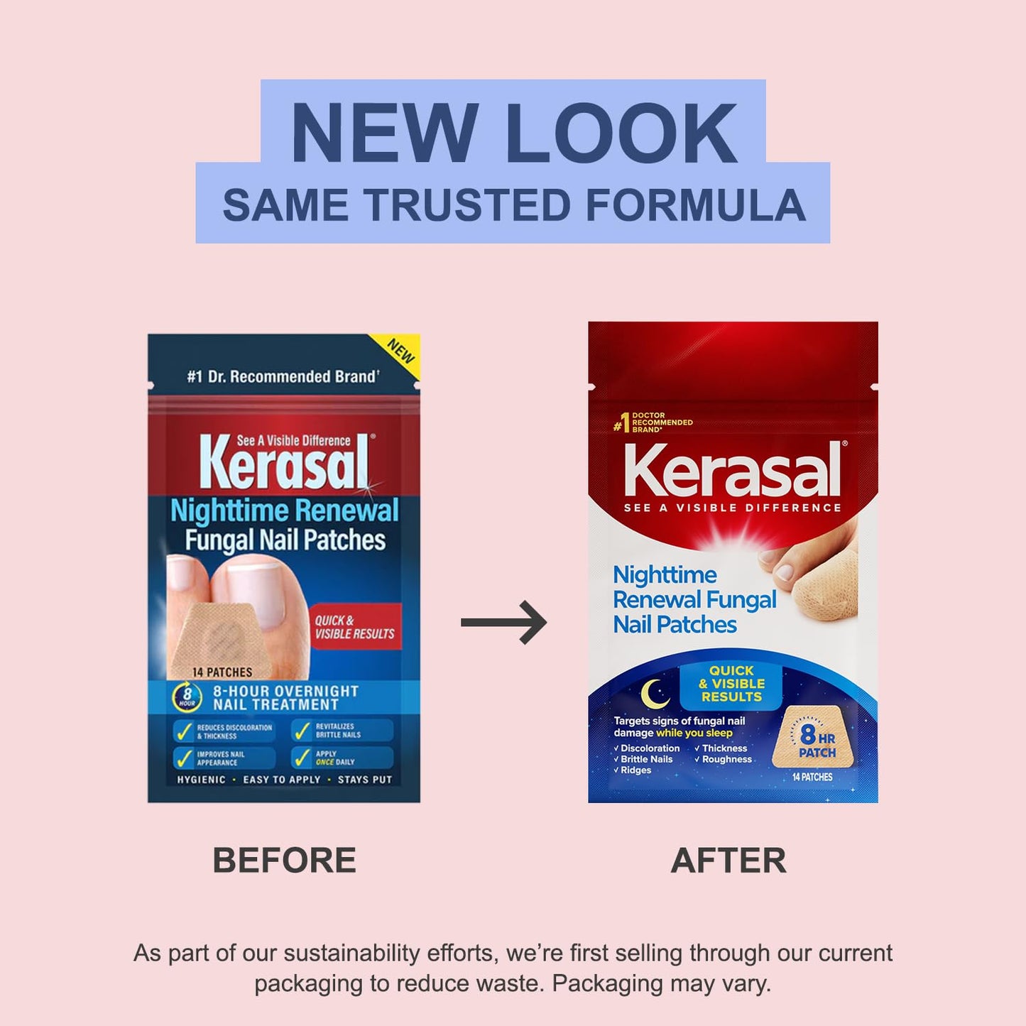 Kerasal Nighttime Nail Renewal Patches - 14 Patch Twin Pack - Overnight Restoring Nail Repair