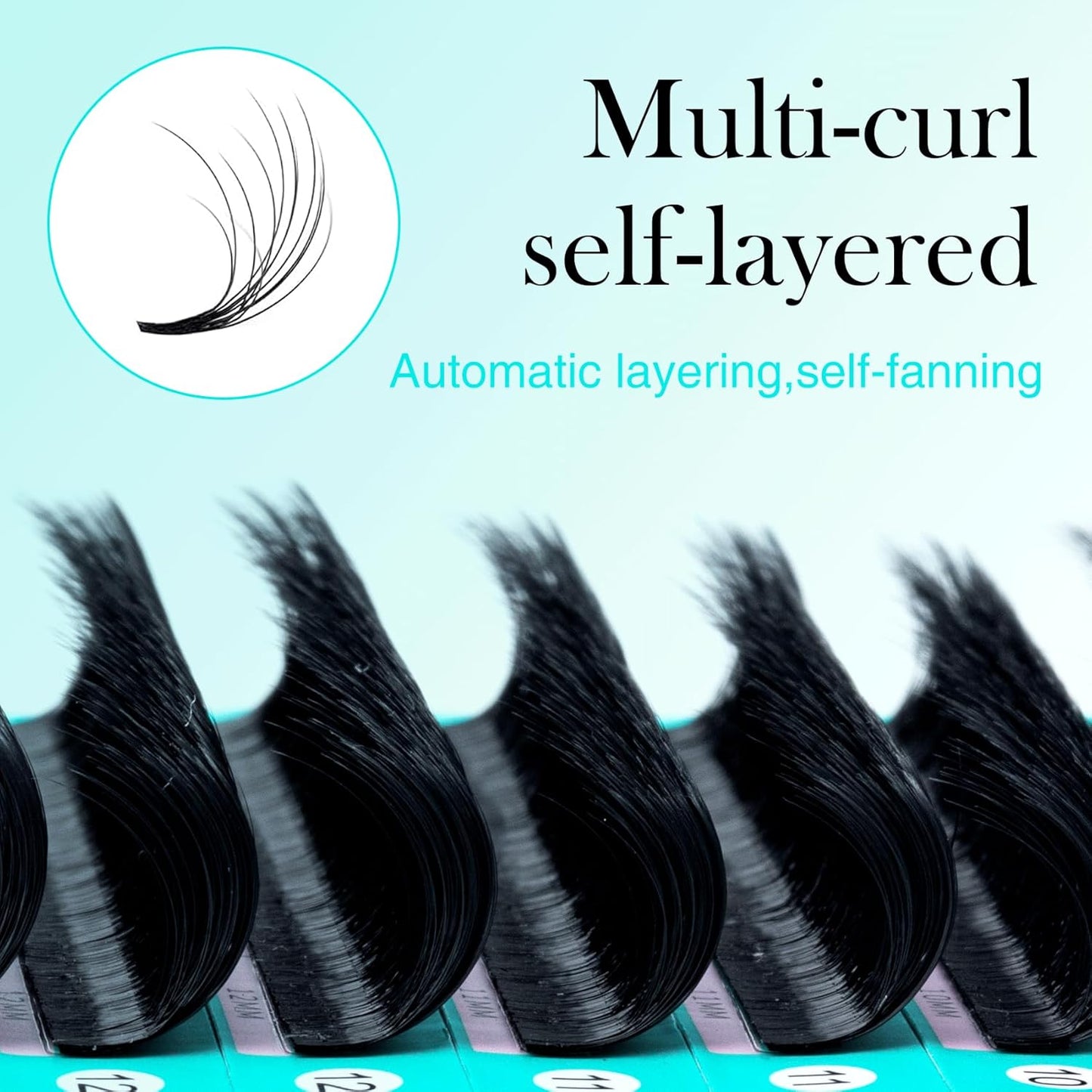 Easy Fan Lash Extensions - 3D Effect Self Fanning Eyelash Extensions | Automatic Blooming Camellia, 0.03-C, 8-15mm