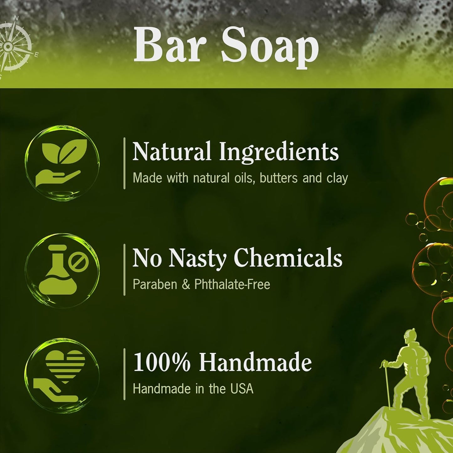 Natural Bar Soap for Men & Women - Skin-Friendly Handmade Gift Set | Exfoliating & Cleansing | 5 Oz Variety Pack of 5