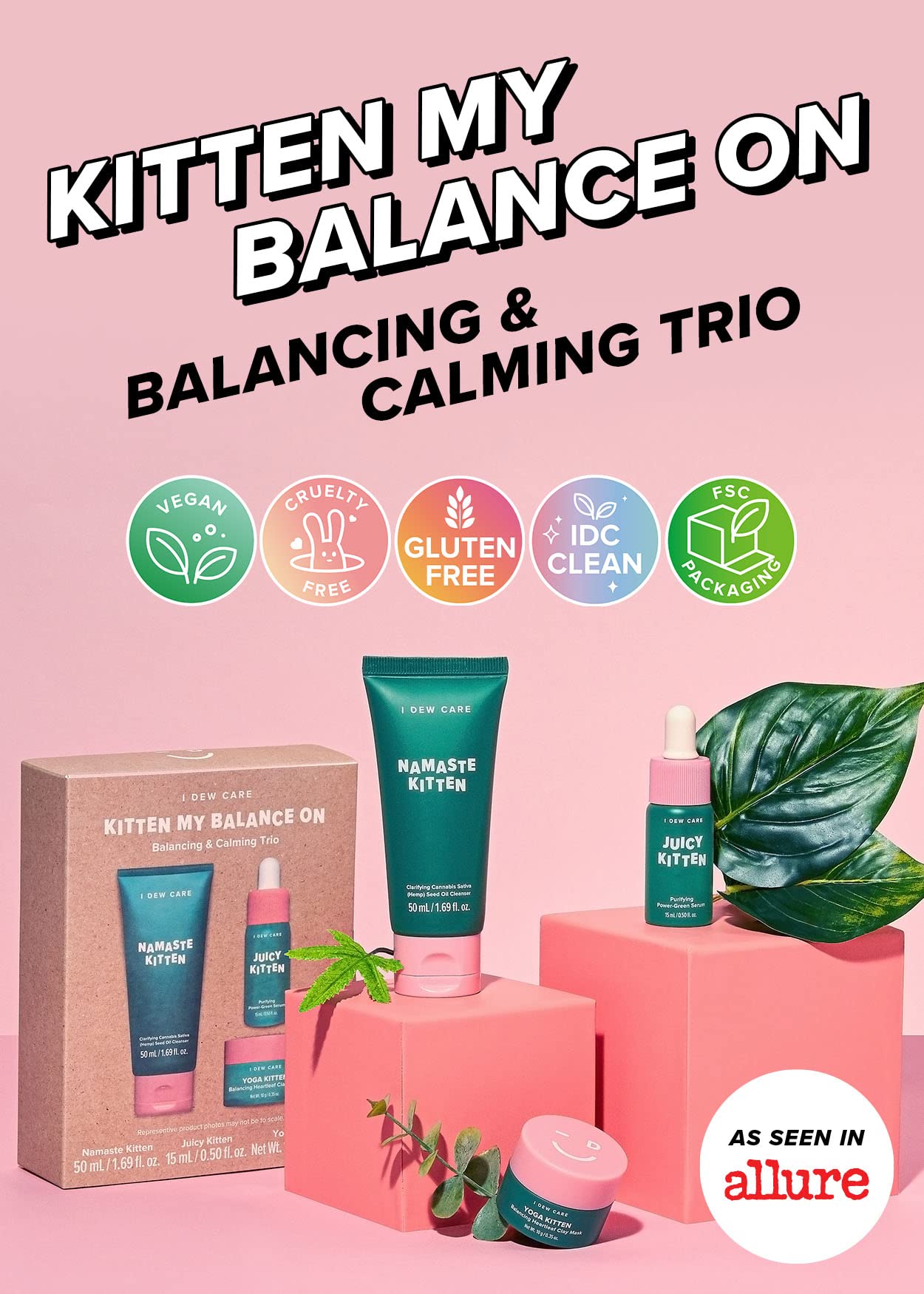 I Dew Care Kitten Glass Skincare Set - Perfect Gift for Girls and Women | Stocking Stuffers, Holiday, Christmas