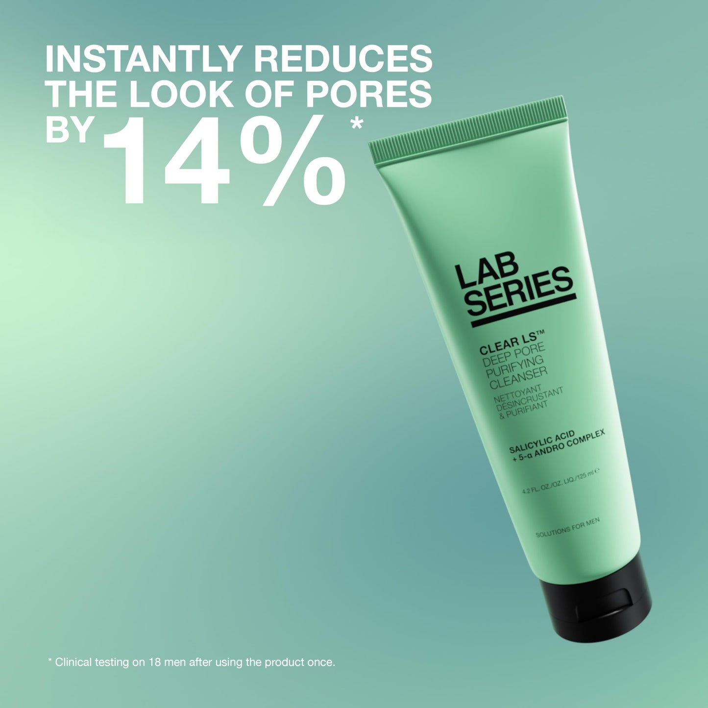 Lab Series Men's Clear LS Deep Pore Purifying Face Wash with Salicylic Acid - Cleanser Suitable for Acne Prone Skin - Skin Care for Men - Dermatologist tested, 4.2 Fl Oz