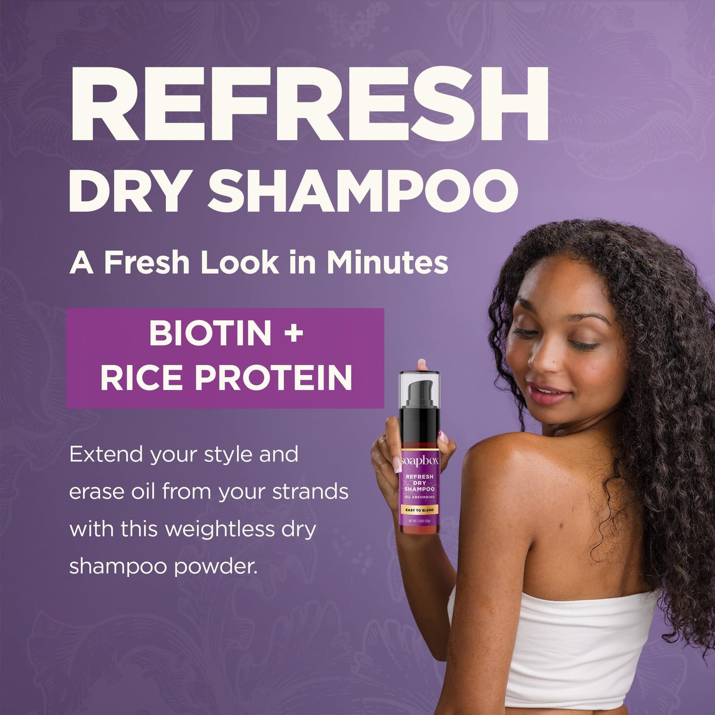 Soapbox Refresh Dry Shampoo Powder, Absorbs Oil & Volumizes Hair - Non Aerosol Dry Shampoo Hair Powder with Biotin - Clean Ingredients Free of Harsh Chemicals, Sulfates, Parabens & Silicones - 1.25oz