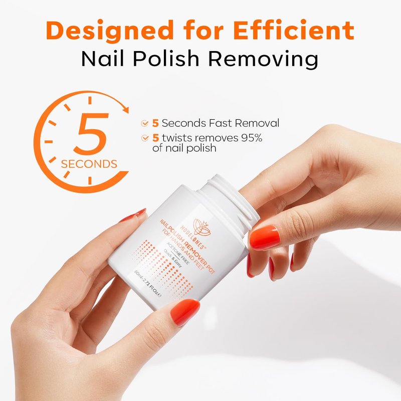 Modelones Acetone-Free Non-Drying Nail Polish Remover Pot with Jojoba Oil and Extra Sponge-Top Lid, Fingernail Polish Removal Gentle Formula for Salon & Home Nail Art 3.52 Fl Oz