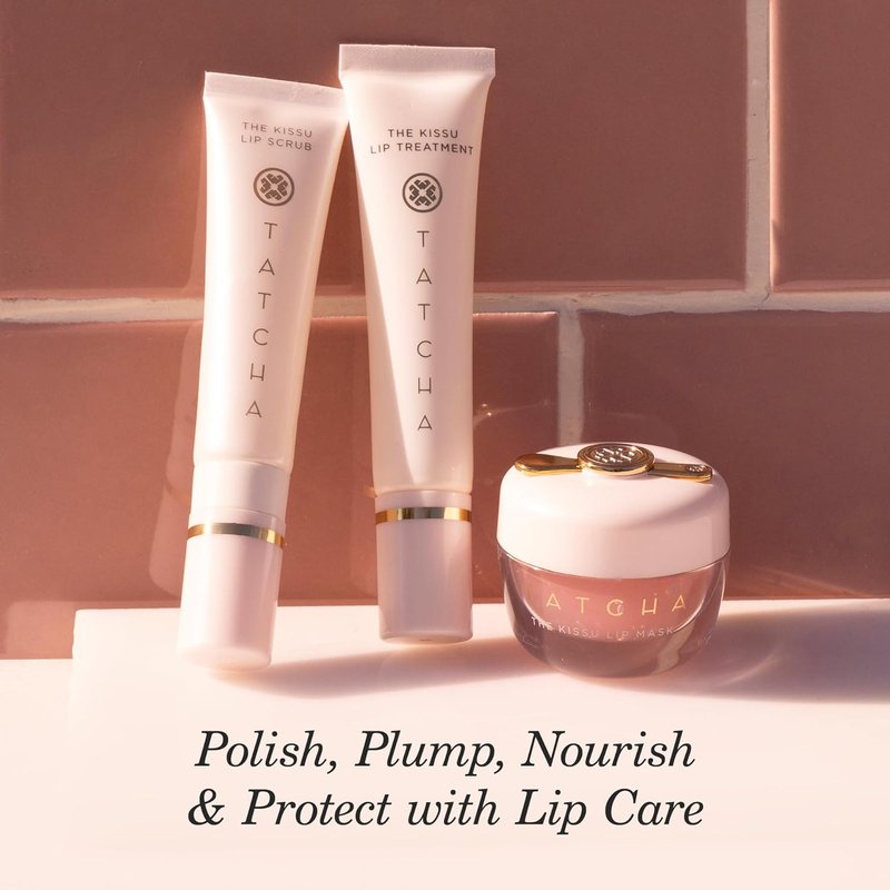 Tatcha Kissu Lip Scrub - Moisturizing Exfoliant with Peach Seed for Smooth, Soft Lips | 0.35 oz