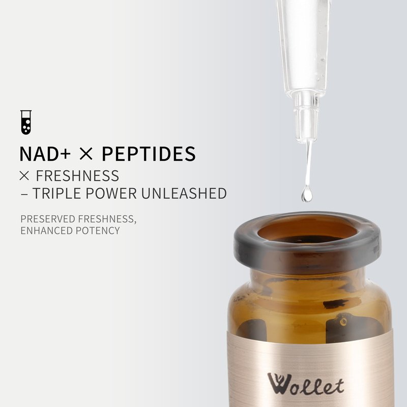 NAD+ Anti-Aging Peptides Serum – Fresh Activated Niacinamide & Collagen Peptides, Vitamin Illuminating Serum for Wrinkle Repair, Firming, Hydration & Brightening, No Microneedling, 20-Days Supply