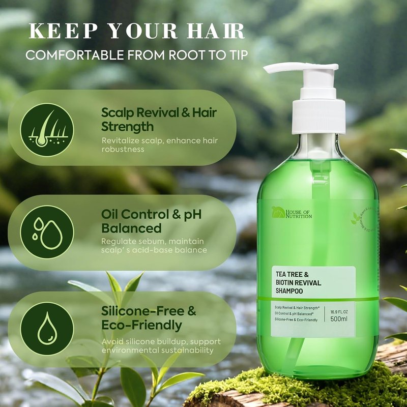 Tea Tree Shampoo for Oily Hair - Clarifying Biotin Formula for Deep Cleansing & Scalp Balance | 16.9 FL OZ