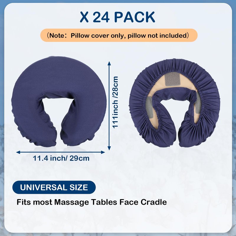 Macarrie 24 Pcs Face Cradle Covers for Massage Table Microfiber Reusable Soft Thicker Massage Table Headrest Covers Bulk Oil Proof Cradle Head Rest Sheets for Spa Beauty Salons(Navy Blue)