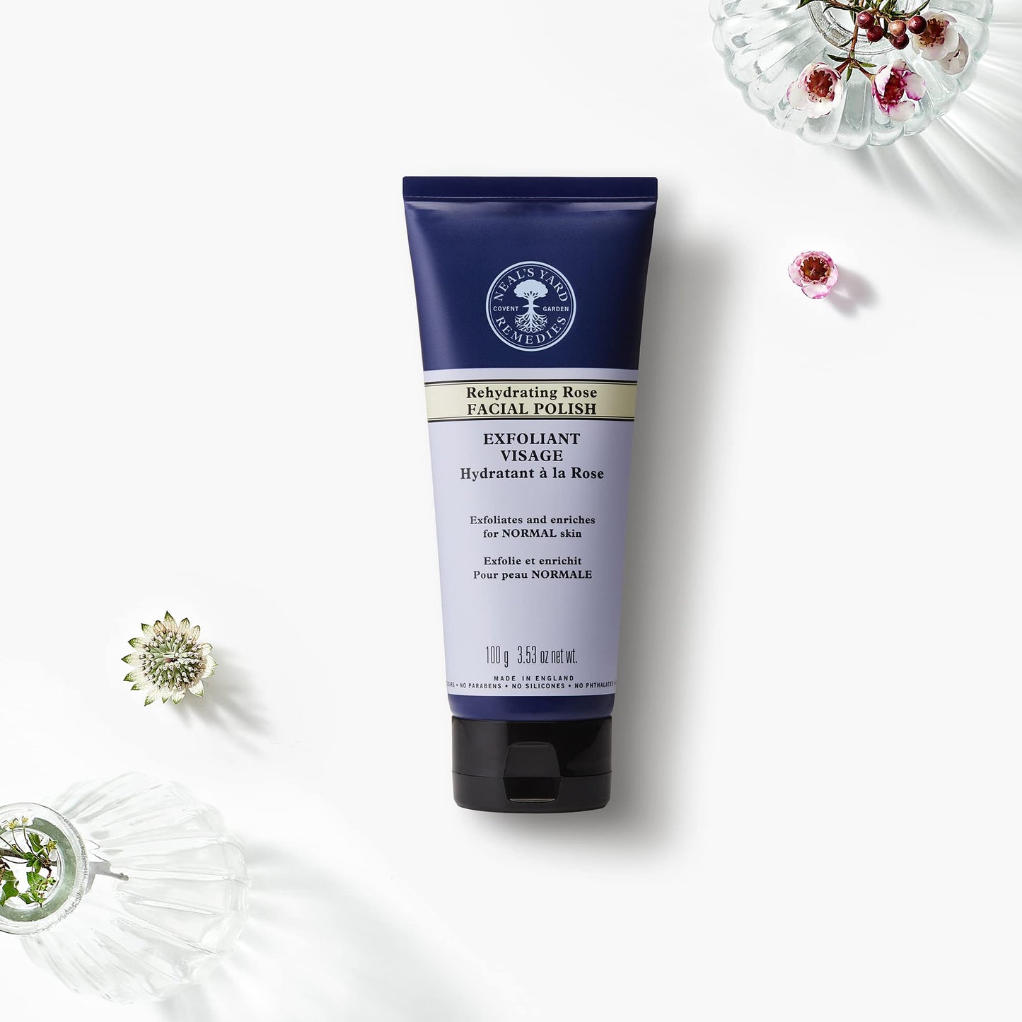 Neal's Yard Remedies Rehydrating Rose Face Polish | Exfoliating Face Scrub With Damask Rose | For Dehydrated Skin |3.53 oz. net wt.